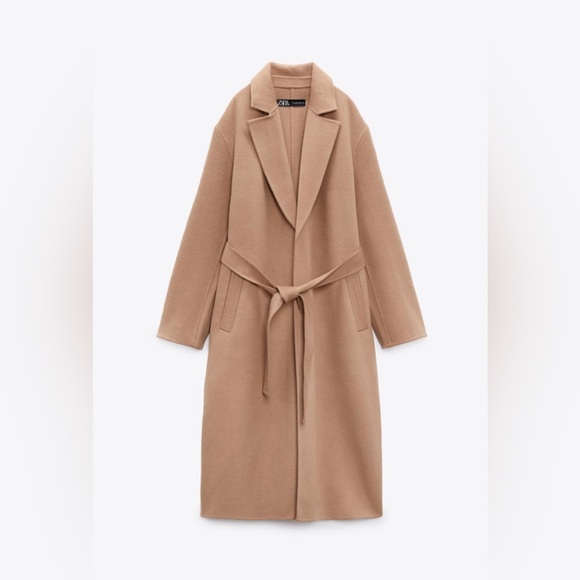 Zara Jackets & Blazers - Zara coat wool blend oversized long camel belted rope trench coat